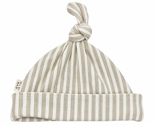 Taupe Stripe Ribbed Hat