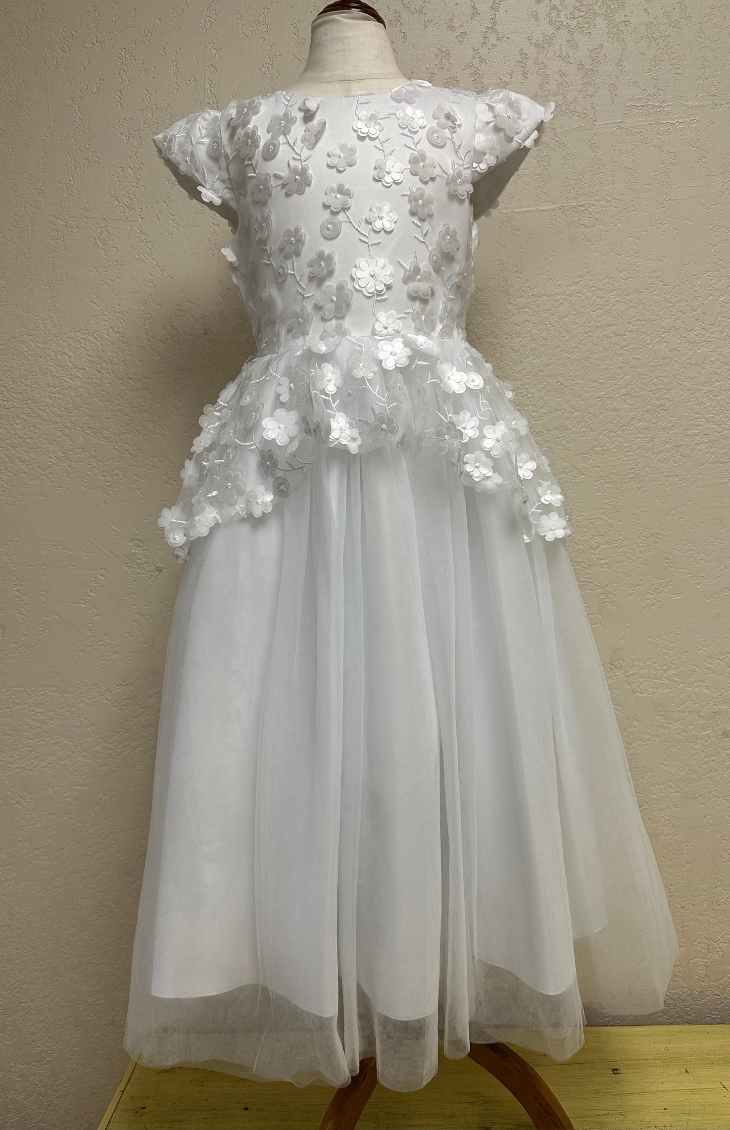 82501 Cap Sleeve Dimensional Flower Dress