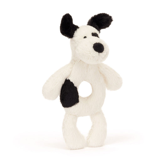 Bashful Black/Cream Puppy Rattle