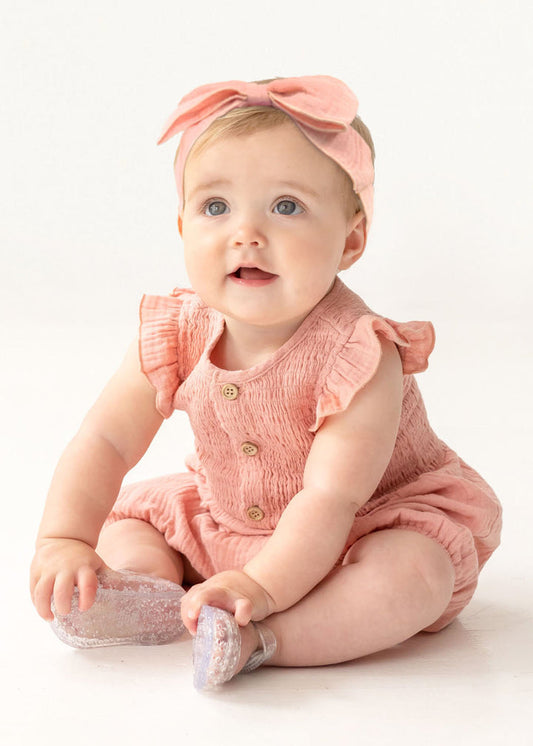 Sweet Rasberry  Romper W/Buttons