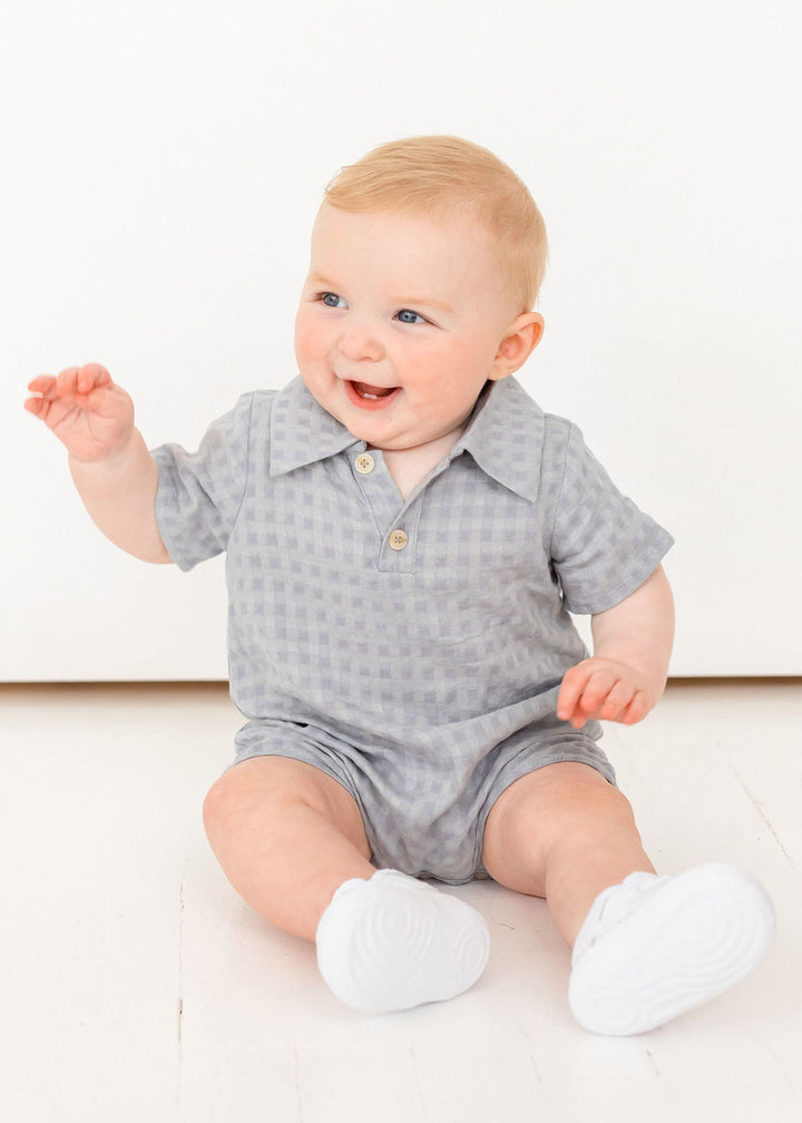 Blue Checkmate Boys Romper