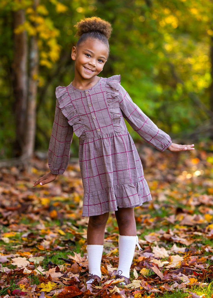 Brown Hazle Ruffle Dress