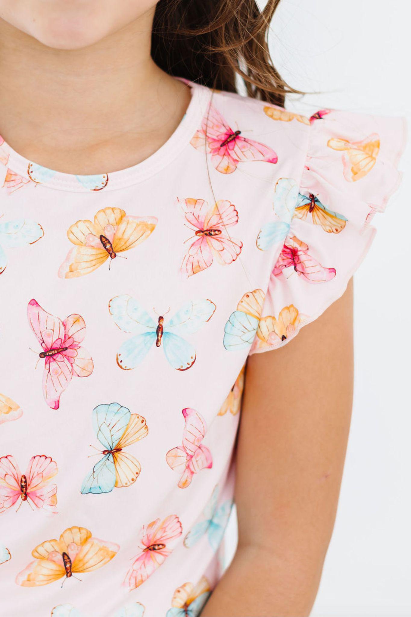 Butterfly Kisses SS Ruffle Tee