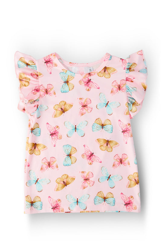 Butterfly Kisses SS Ruffle Tee