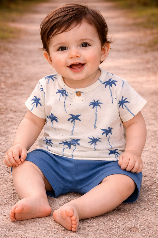 Blue Palm Themed Organic Set