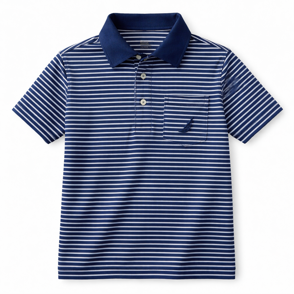 Brooks Navy Stripe Polo
