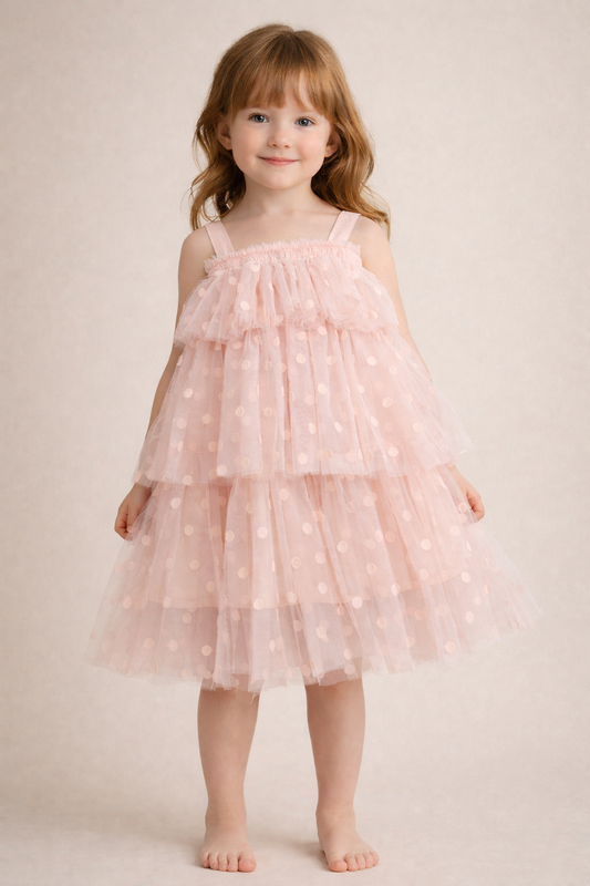 Pink Dot 3 Tiered Dress