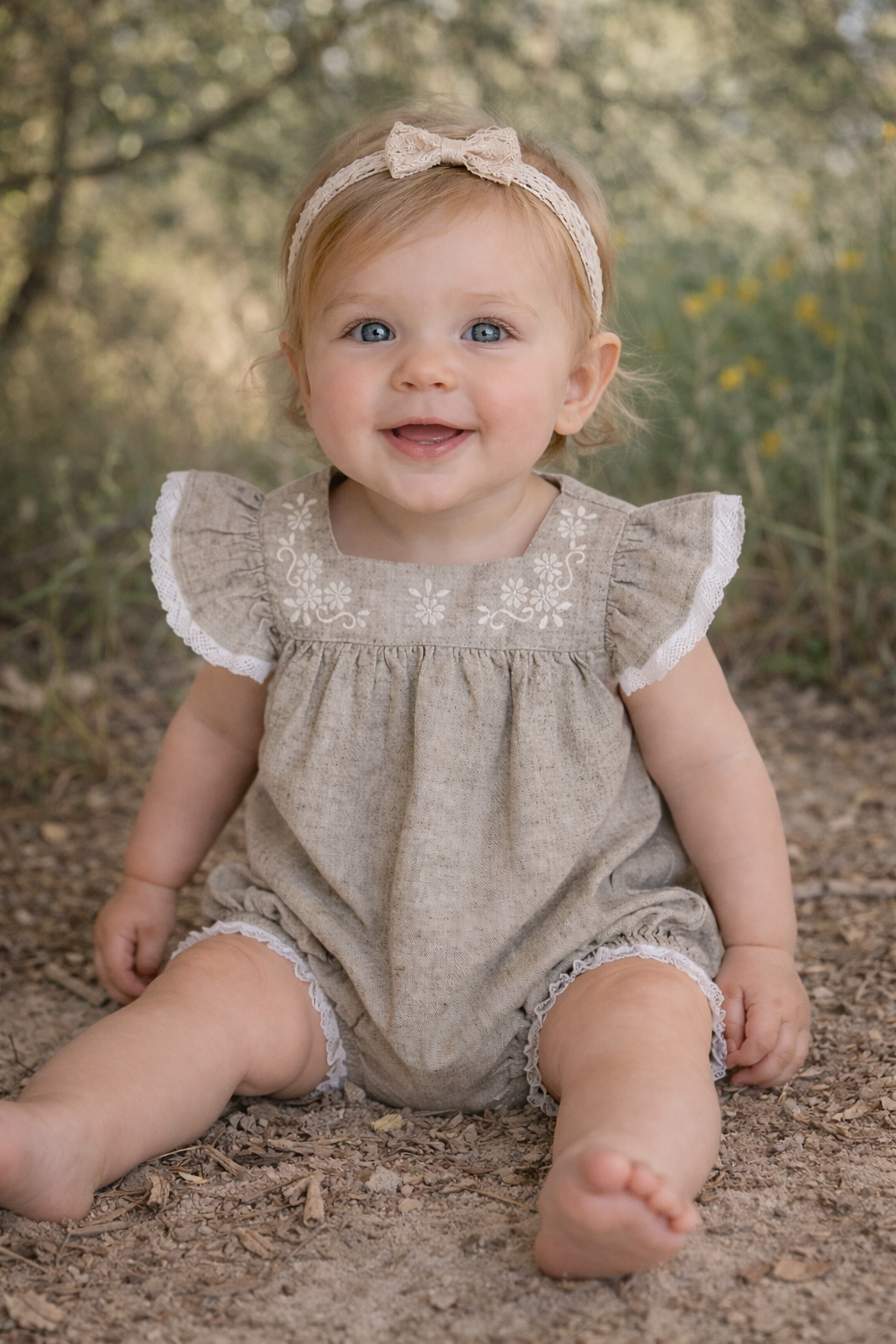 Lena Natural Romper and Headband