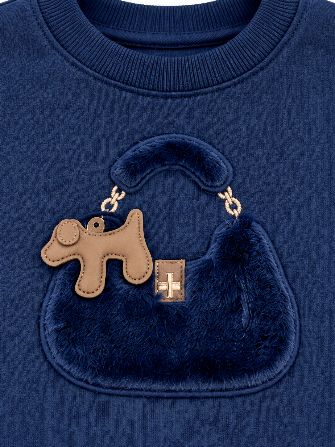 Navy Puppy Purse Sweatshirt