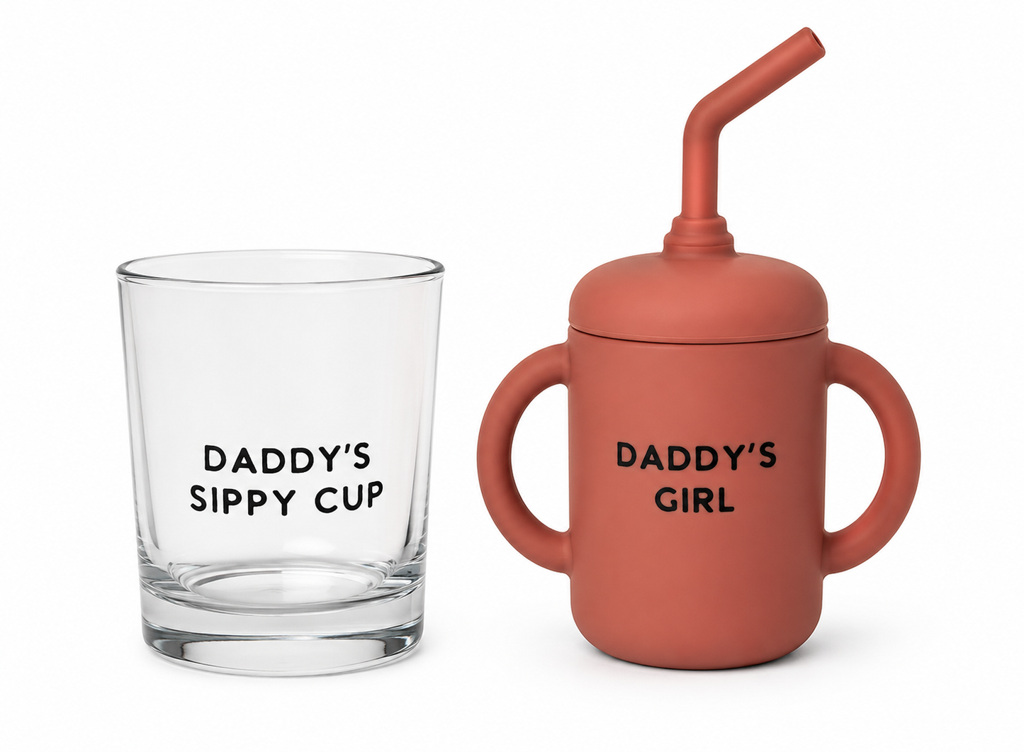 Glass Cup Set Dad and Girl