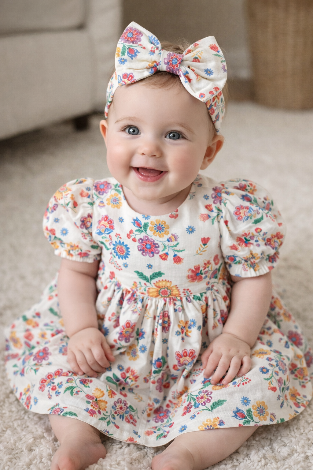 Coral Multi Floral Dress