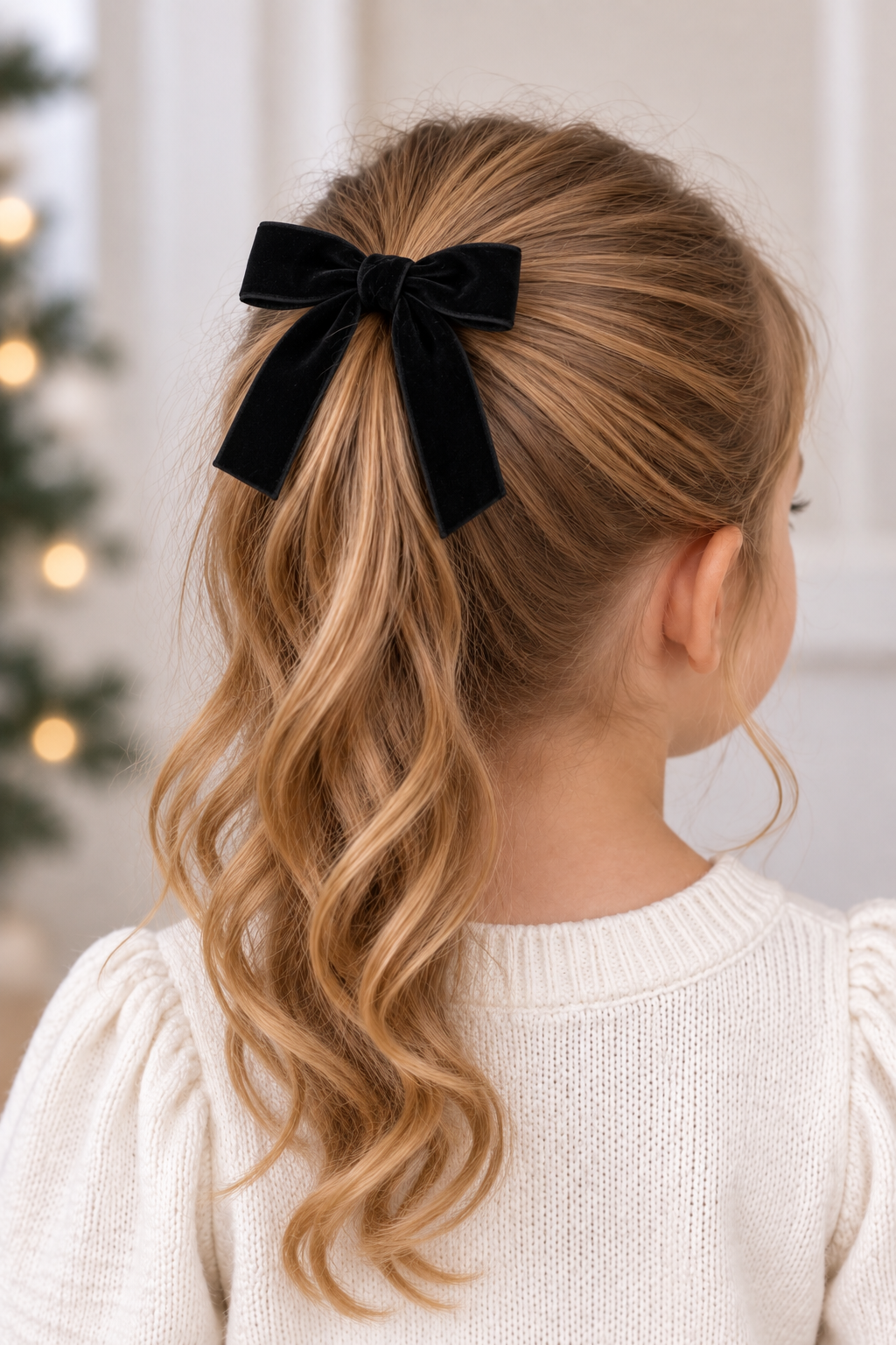 Tiny Black Velvet Streamer Bow