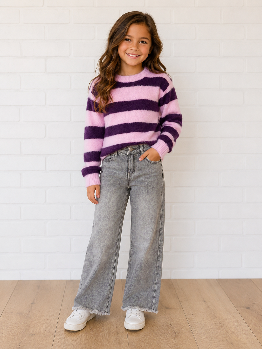 Wine Red Striped Pullover Sweater