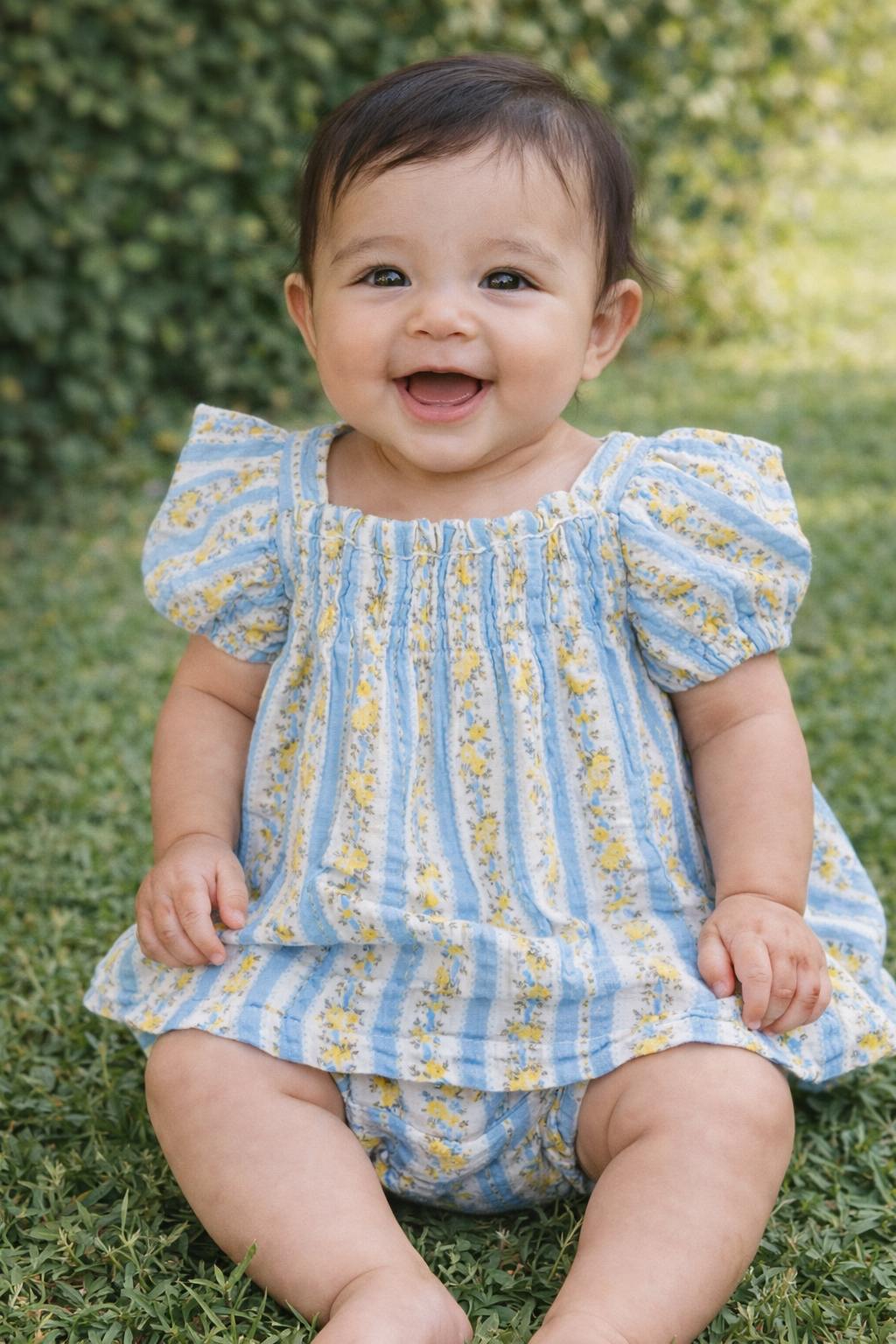 Odalys Floral Stripe Baby Doll Dress with Bloomer