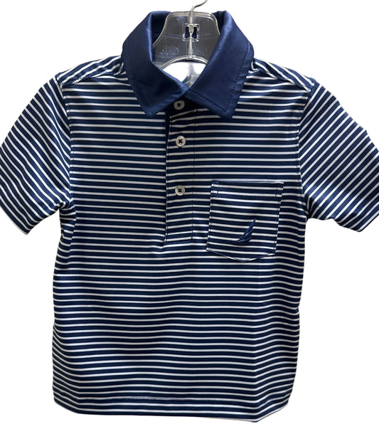 Brooks Navy Stripe Polo