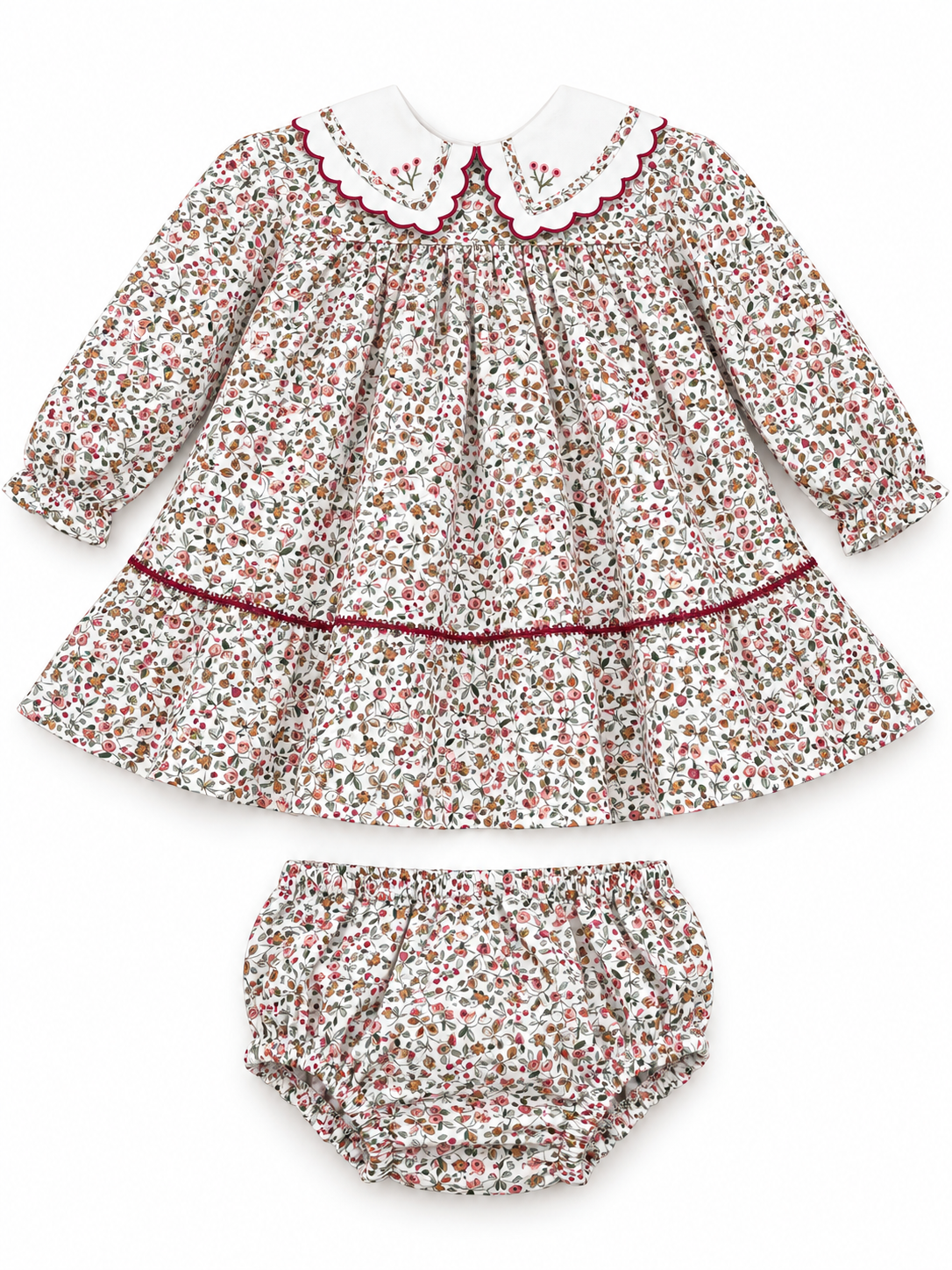 Claret Berries Blooms Red Dress
