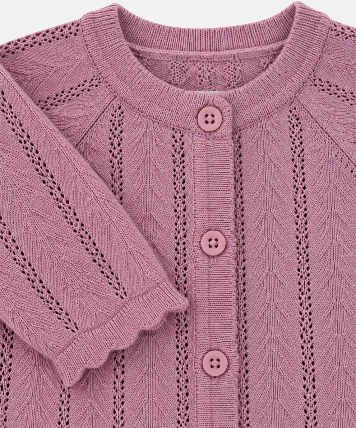 Mauve Pointelle Knit Cardigan
