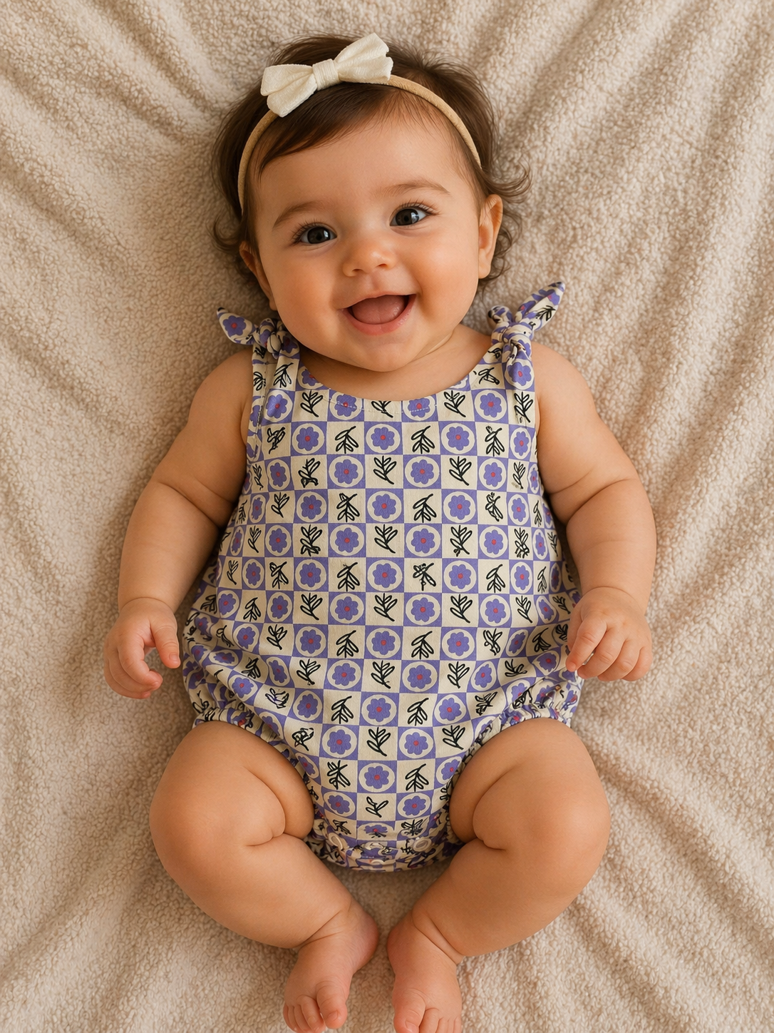 Lavander Floral Tie Shoulder Romper