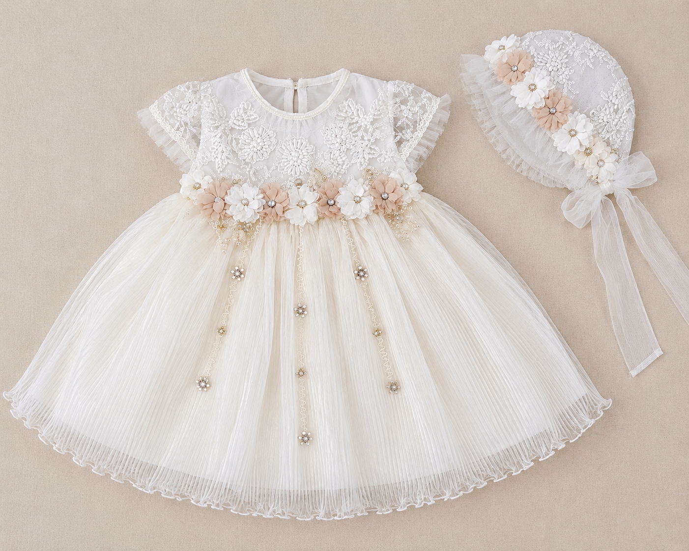 Ivory Sara Gown and Bonnet