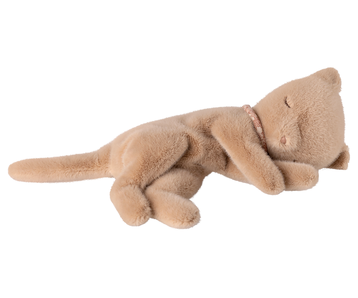 Sleeping Kitten Plush Small Cream Peach