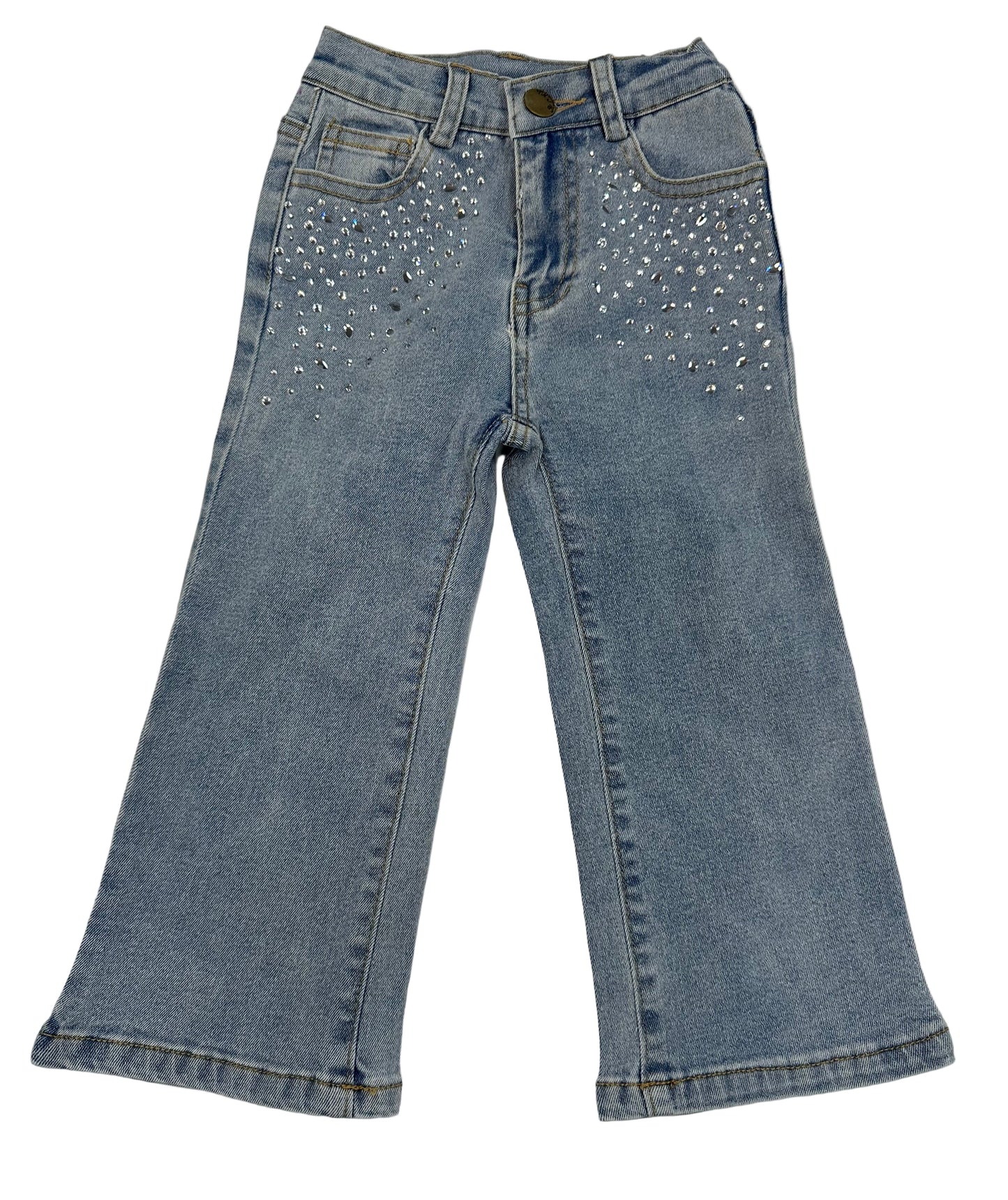 Light Denim Jeans with Rhinestone