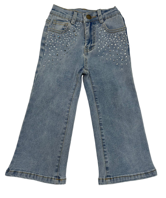 Light Denim Jeans with Rhinestone