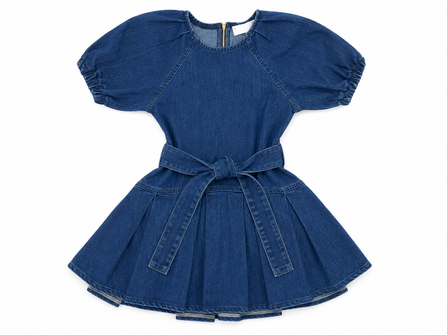 Denim Puff Sleeve Flare Dress