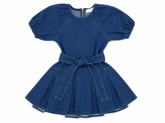 Denim Puff Sleeve Flare Dress