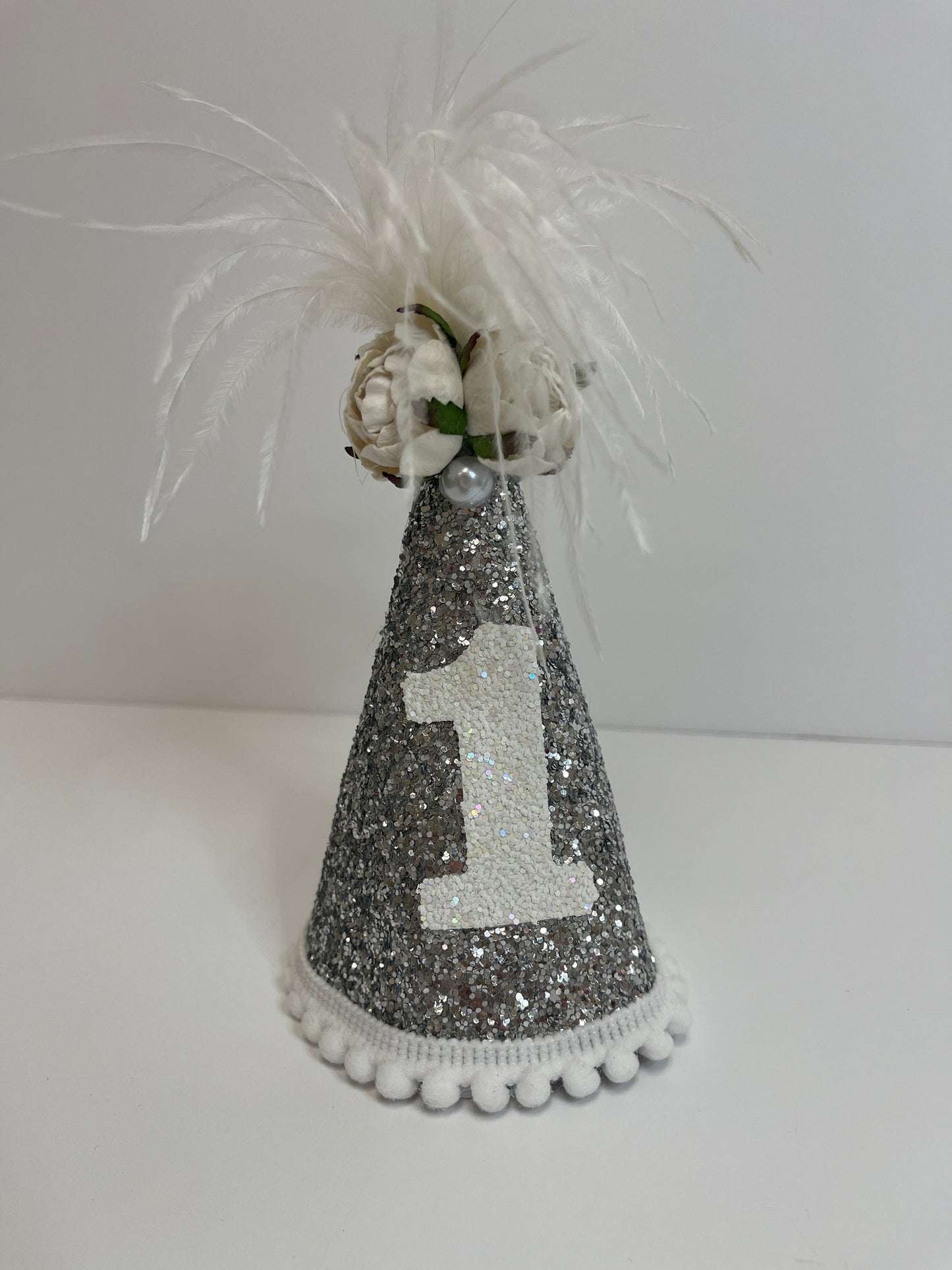 Silver White Feather Hat