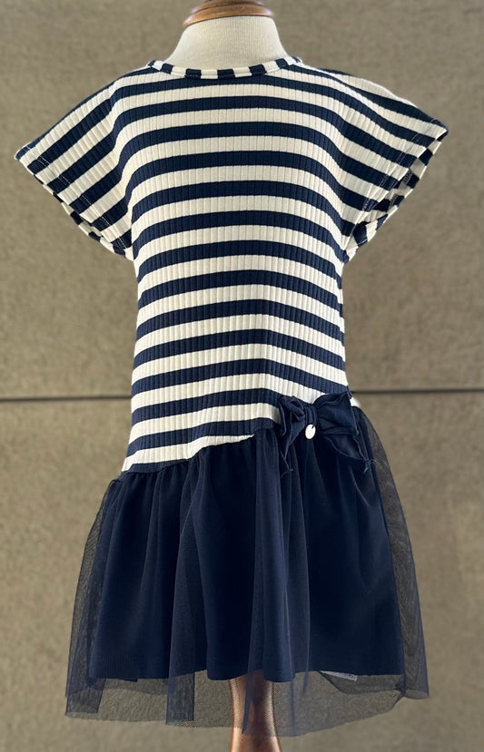 Navy Stripe Tulle Dress