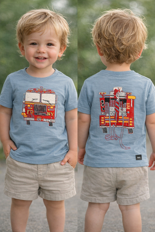Fire Truck Slate Blue Tee