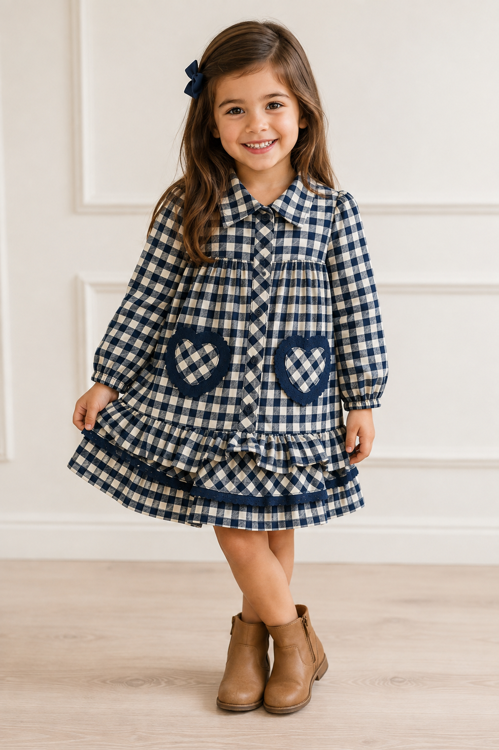 Navy and Cream Flannel Dress