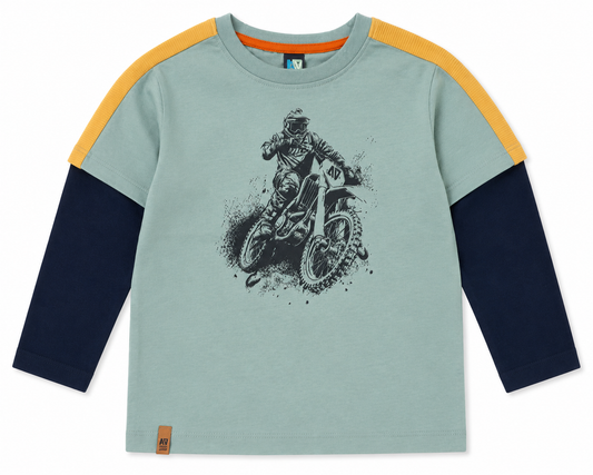 Color Block Tee with Dirt Bike Rider