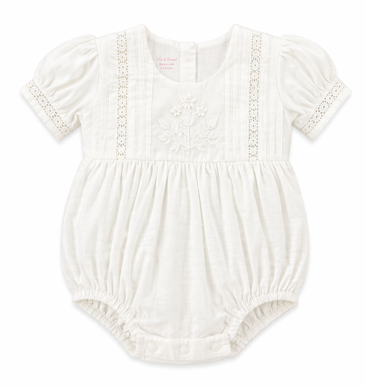 White Linen  Bubble W/Lace