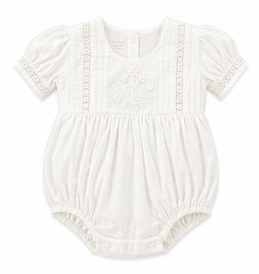 White Linen  Bubble W/Lace