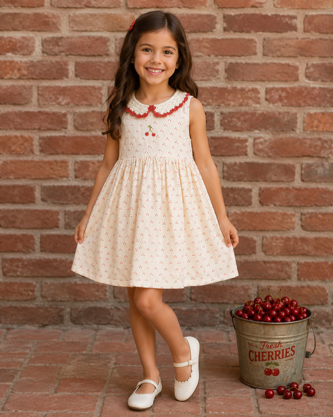 Cherry Crochet Collar Dress