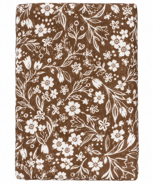Brown Floral Ribbed Stretch Swaddle