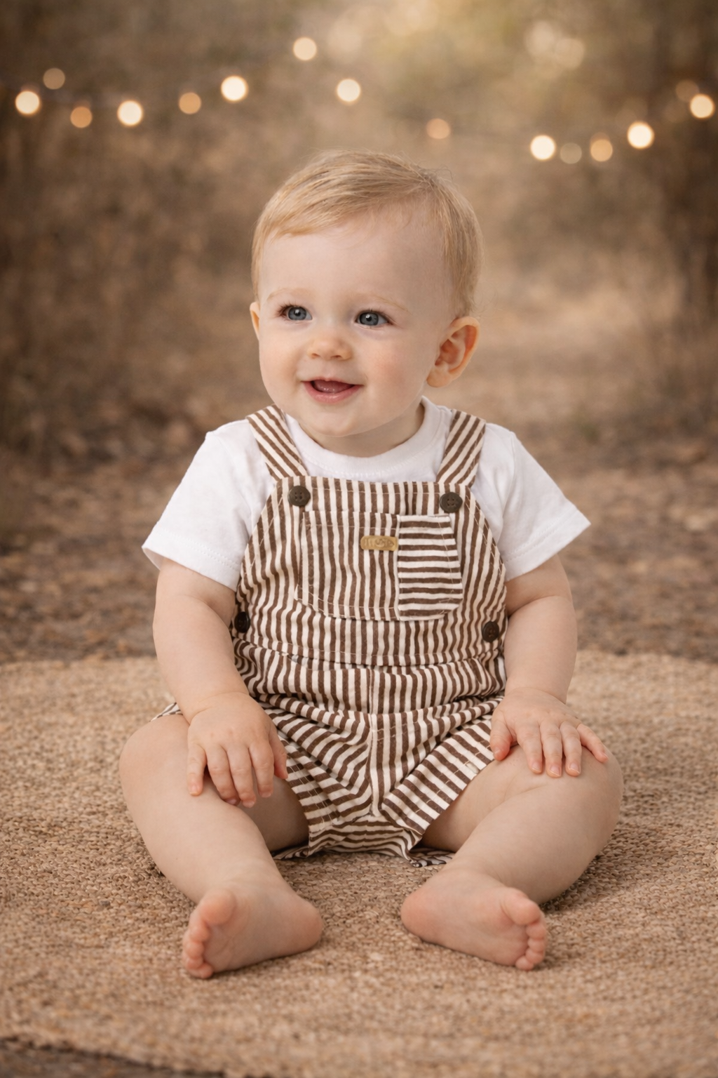 Coco White Striped Overall with Tee