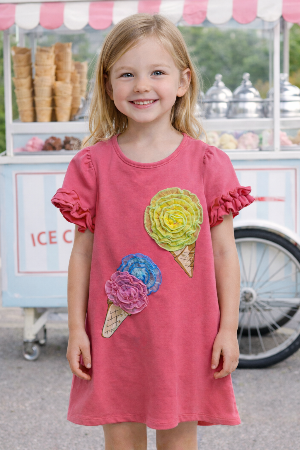 Ruffle Sleeve 3D Ice Cream Dress