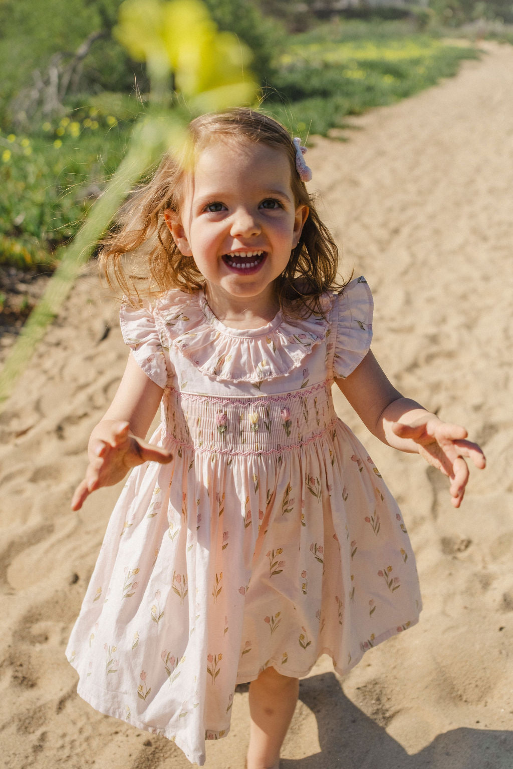Dancing Tulips Smock Flutter Dress