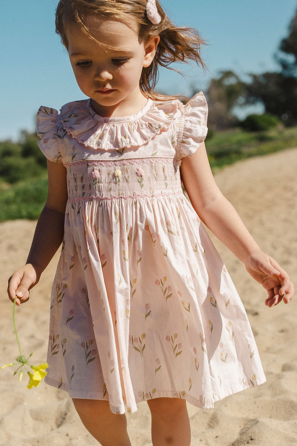 Dancing Tulips Smock Flutter Dress