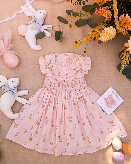 Dancing Tulips Smock Flutter Dress