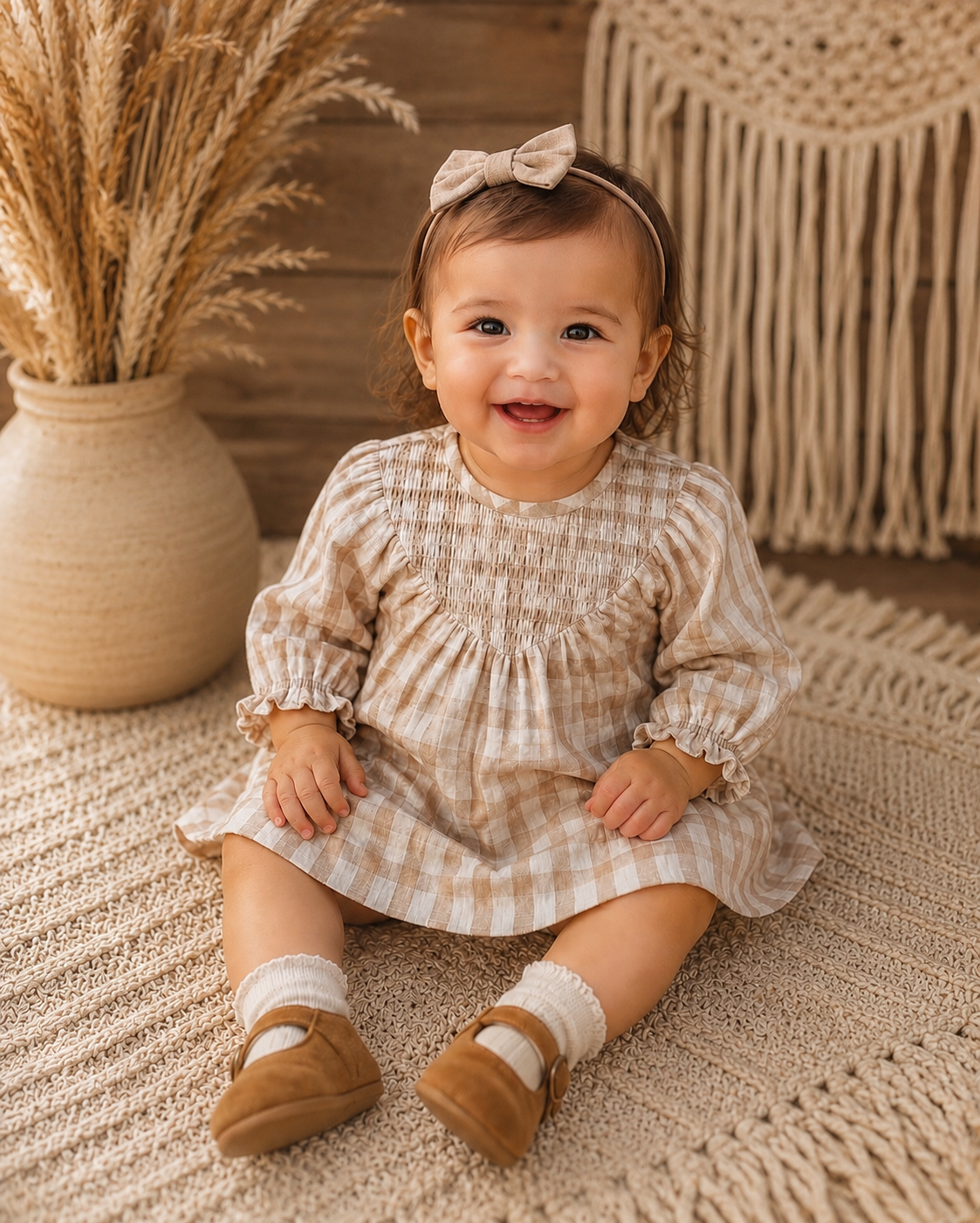 Rustic Plaid Smocked Dress