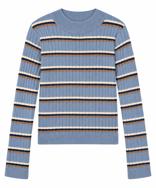 Iceberg Striped Knit Mockneck Sweater