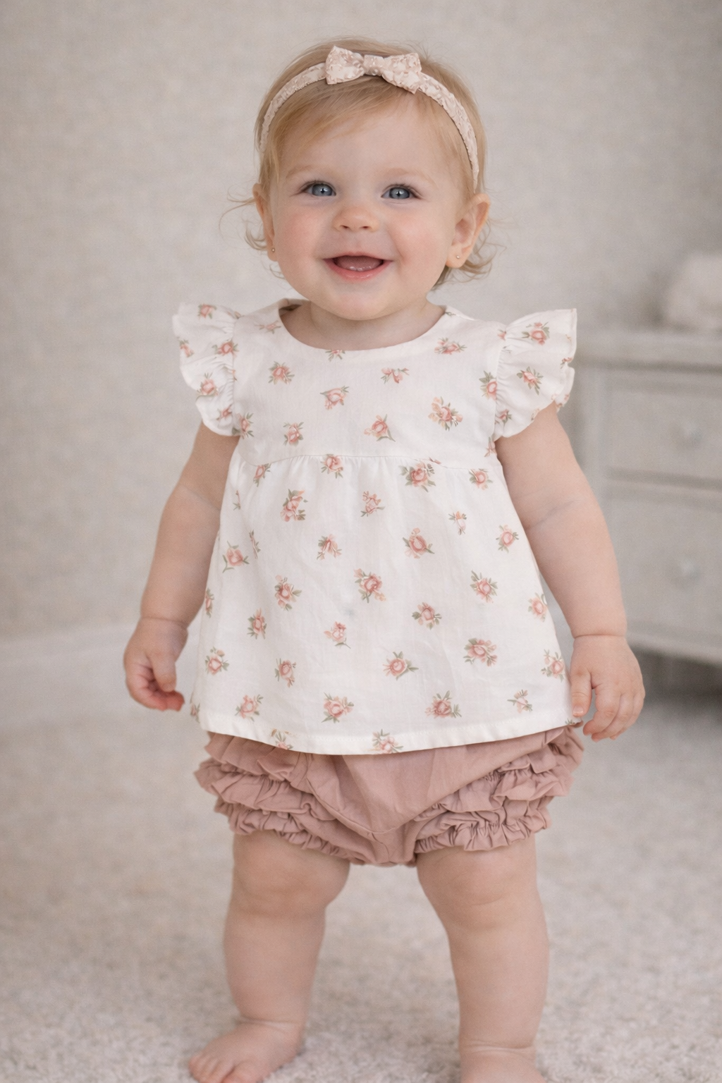 Tea Rose Floral Top and Bloomer