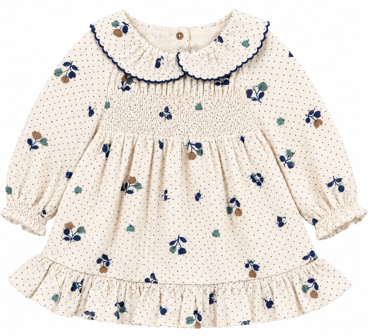 Blue Floral Smocked Baby Dress