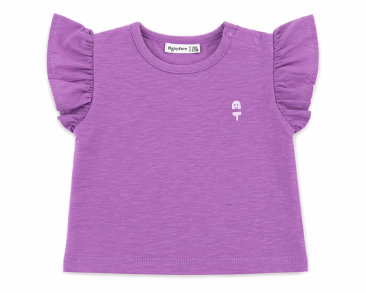 Purple T-Shirt with Ruffle Sleeves