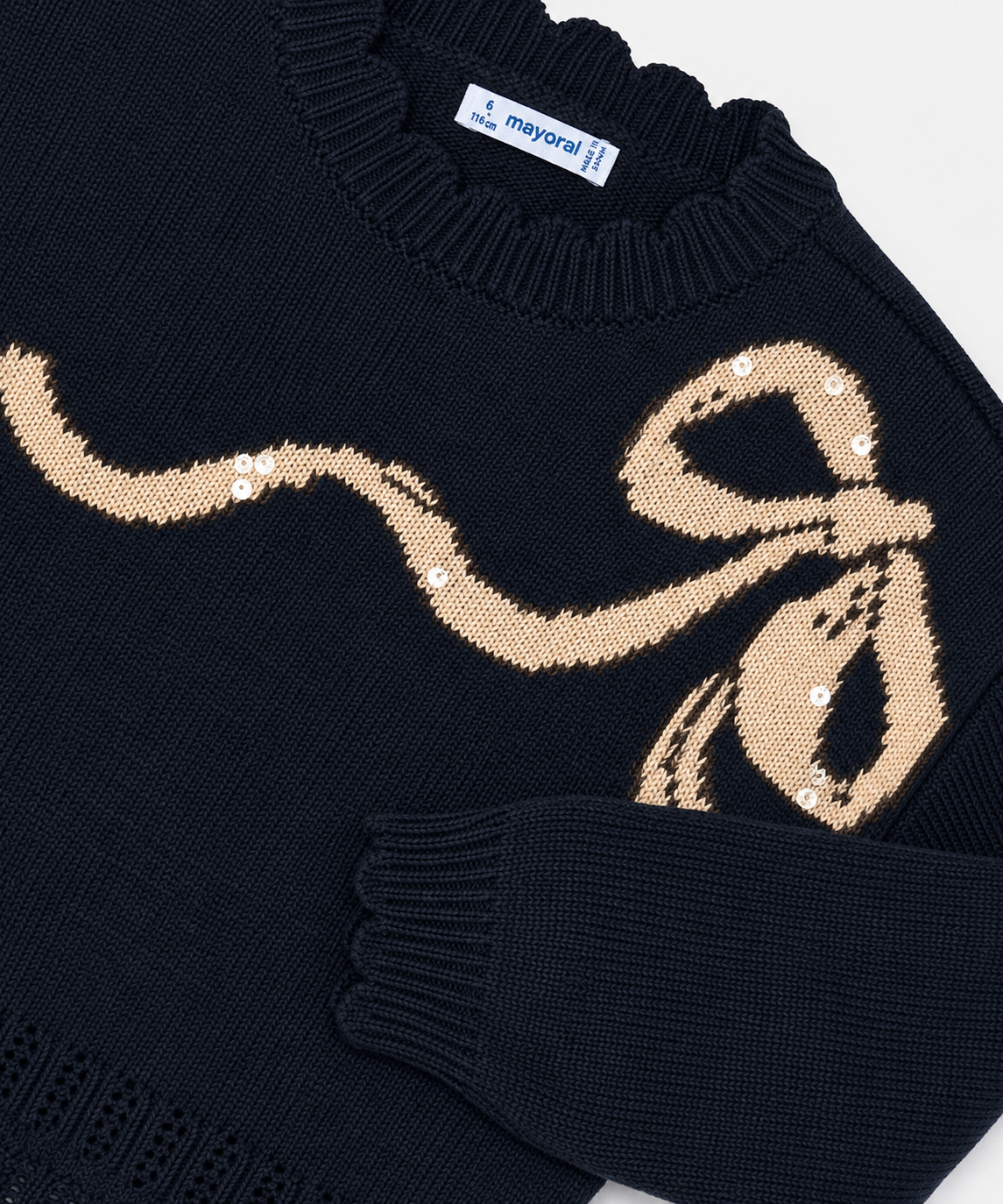 Navy Bow Knit Sweater