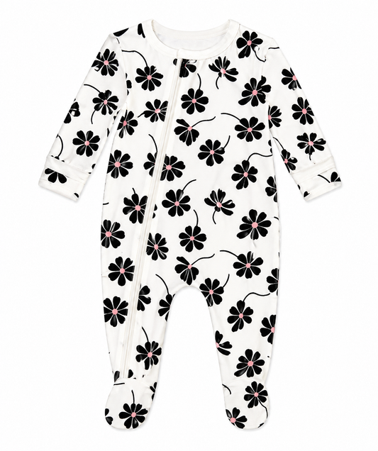 Flowers On Oat Milk Footie Sleeper