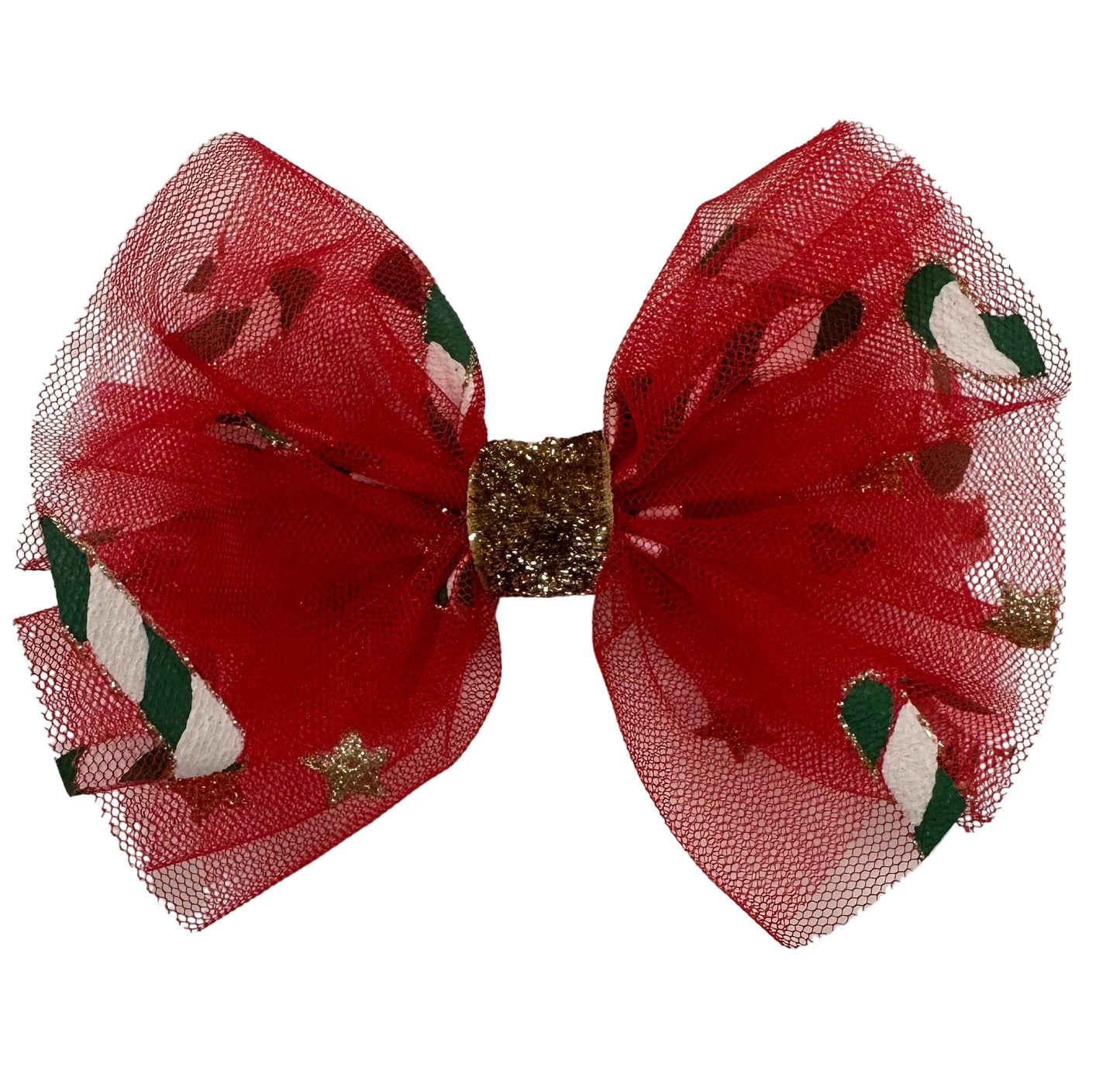 Candy Cane Ribbon Hair Clip
